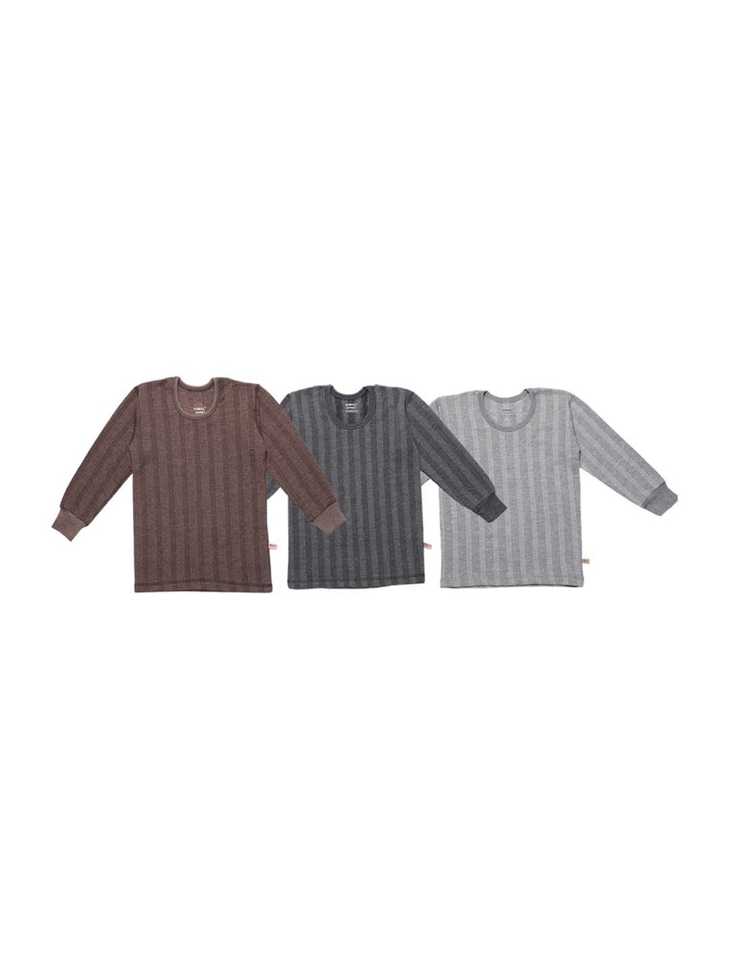 Vimal Jonney Kids Multicolor Regular Fit Thermal Tops - Pack of 3