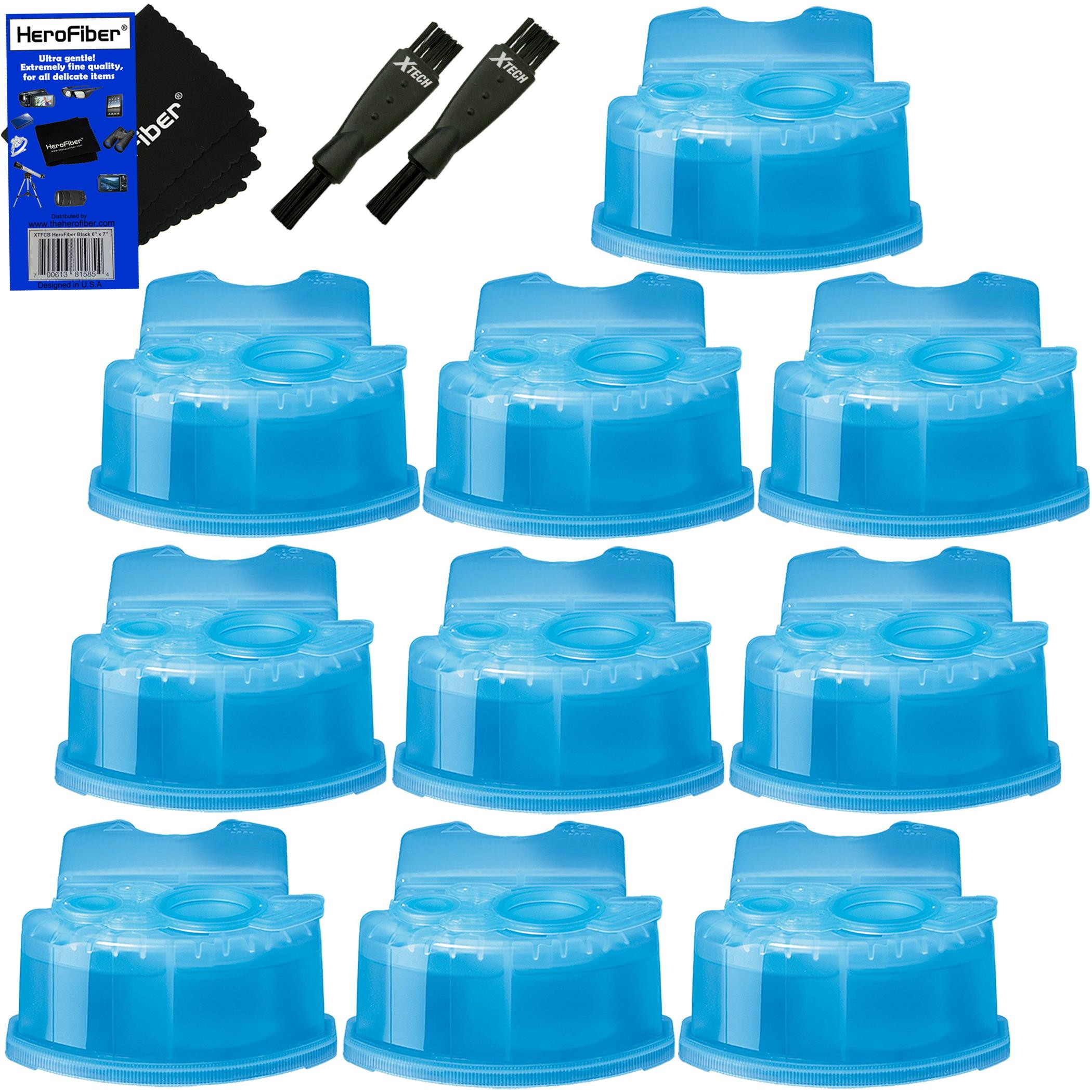 Braun Clean & Renew Refill Cartridges, Replacement Cleaner, Cleaning Solution (10 pack) for Series 3, Series 5, Series 7 & Series 9 + Double Ended Shaver Brush + HeroFiber Ultra Gentle Cleaning Cloth
