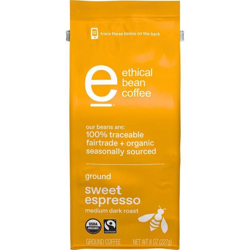 Ethical Bean Coffee Sweet Espresso Medium Dark Roast Ground Coffee - 8oz