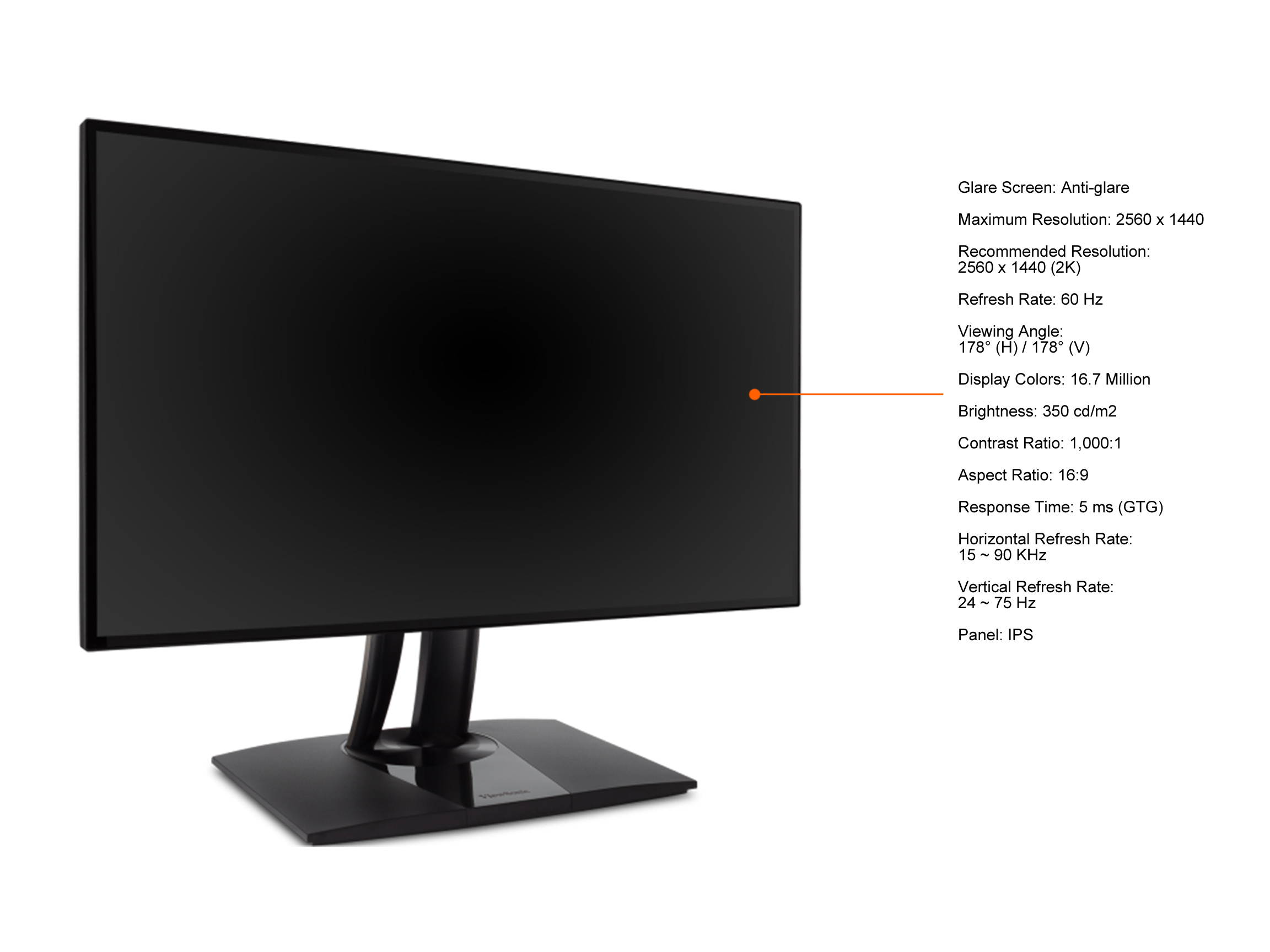 ViewSonic VP2768a 27" 2560 x 1440 (2K) 60 Hz HDMI, DisplayPort, RJ45, USB Height Adjustable IPS Monitor