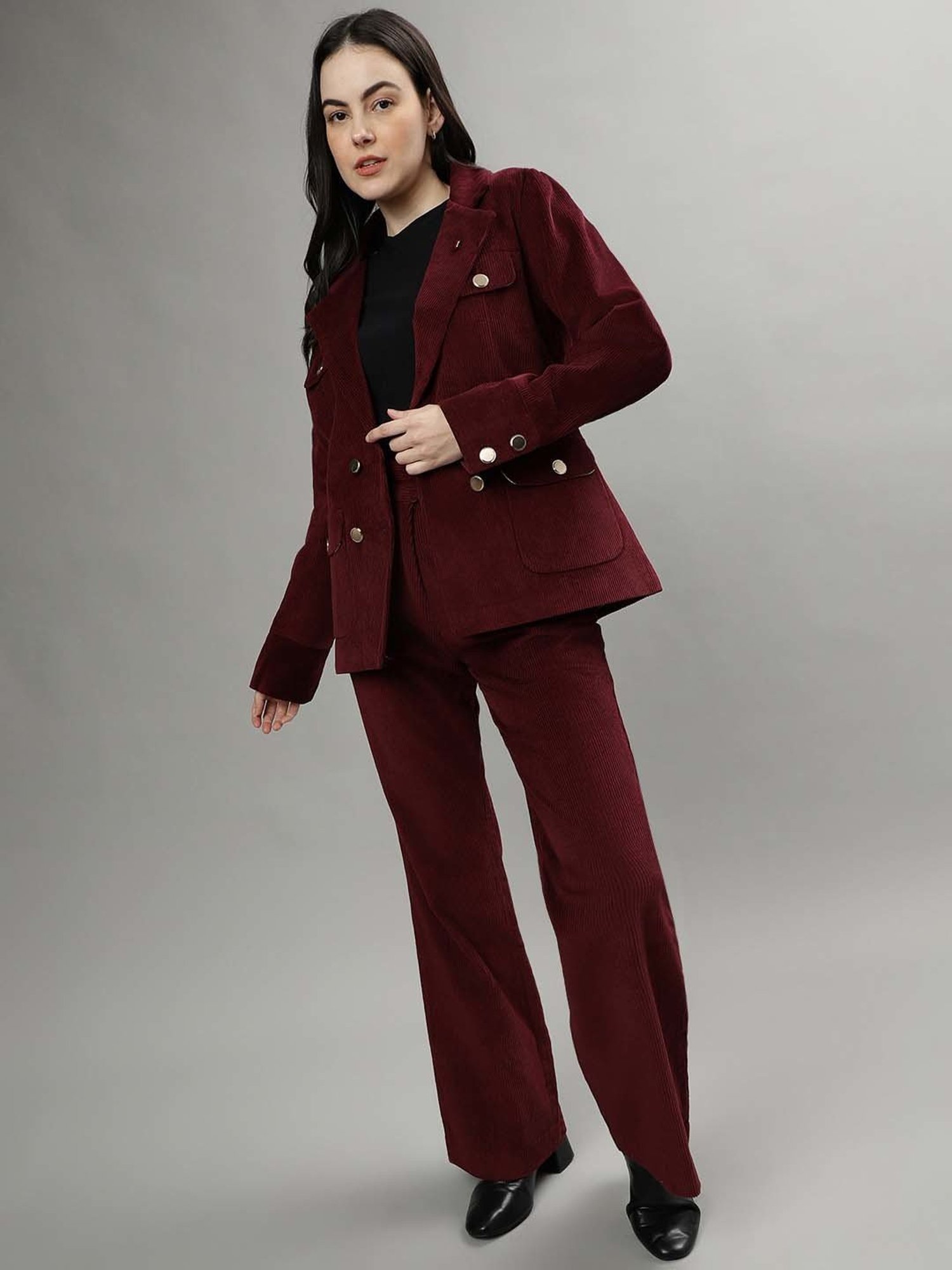 Iconic Women Textured Regular Fit Cotton Blazers