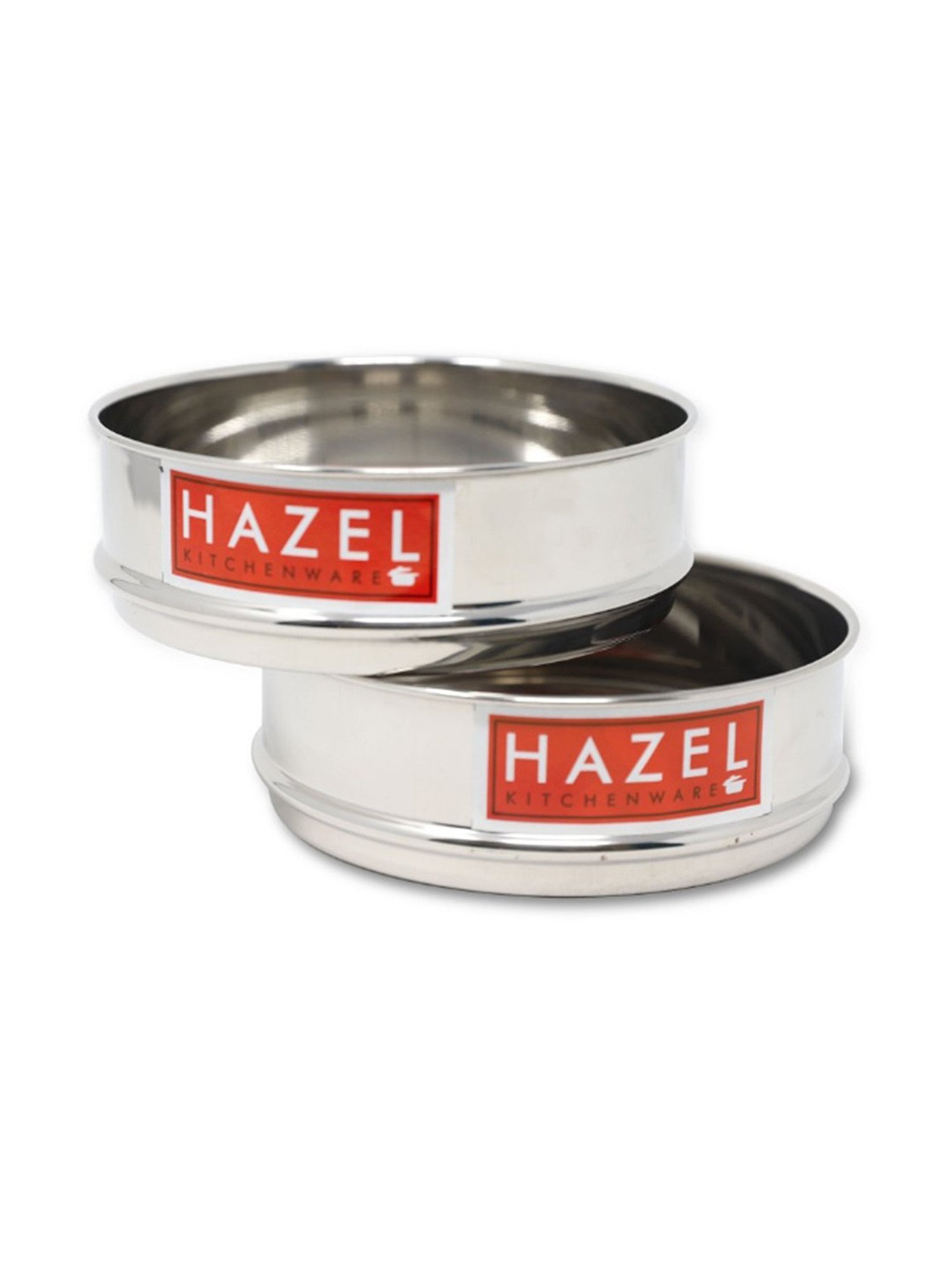 HAZEL Silver Stainless Steel Flat Cooker Dabba 500ml (each) - Set of 2