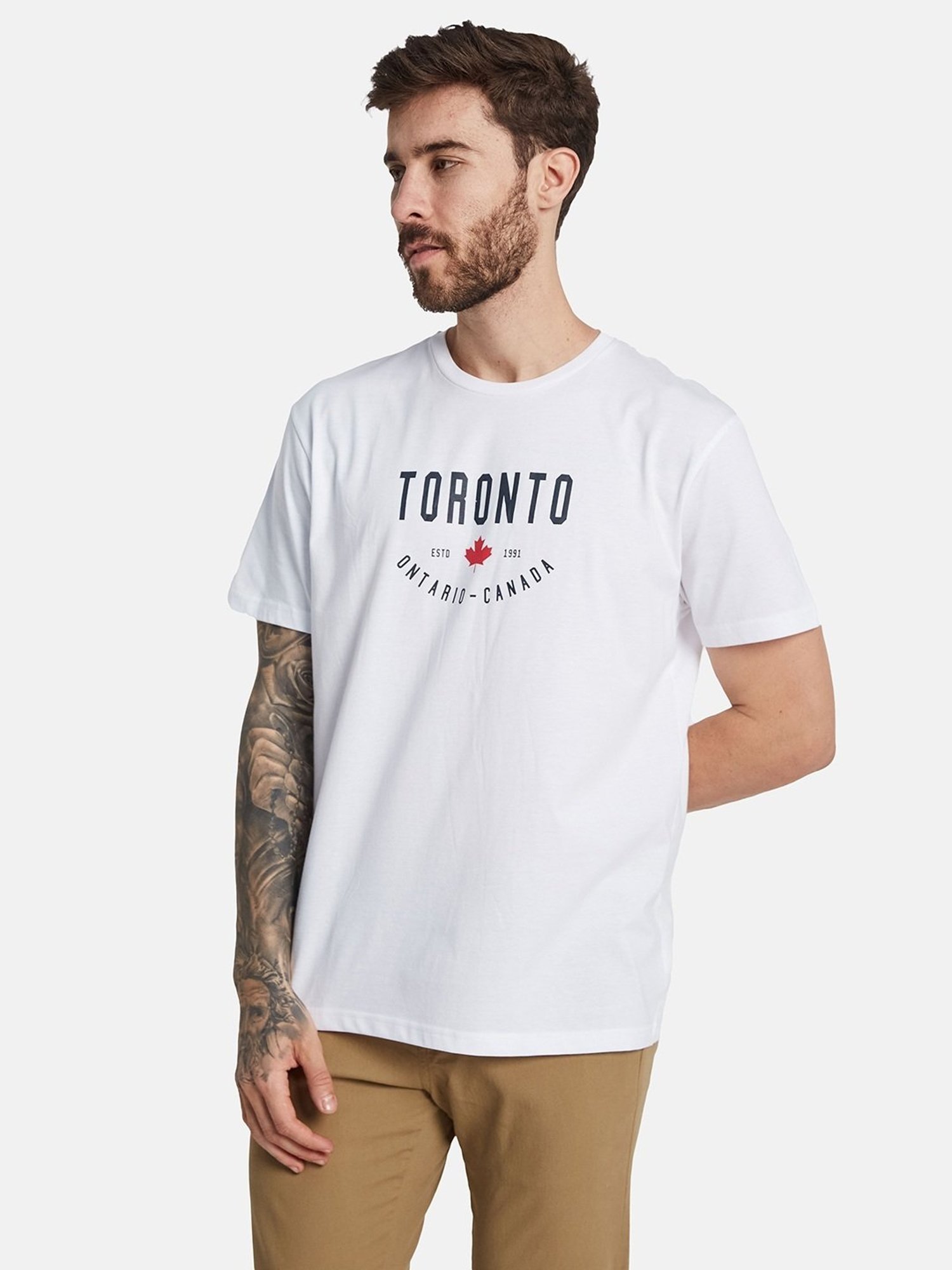 Octave White Regular Fit Printed T-Shirt