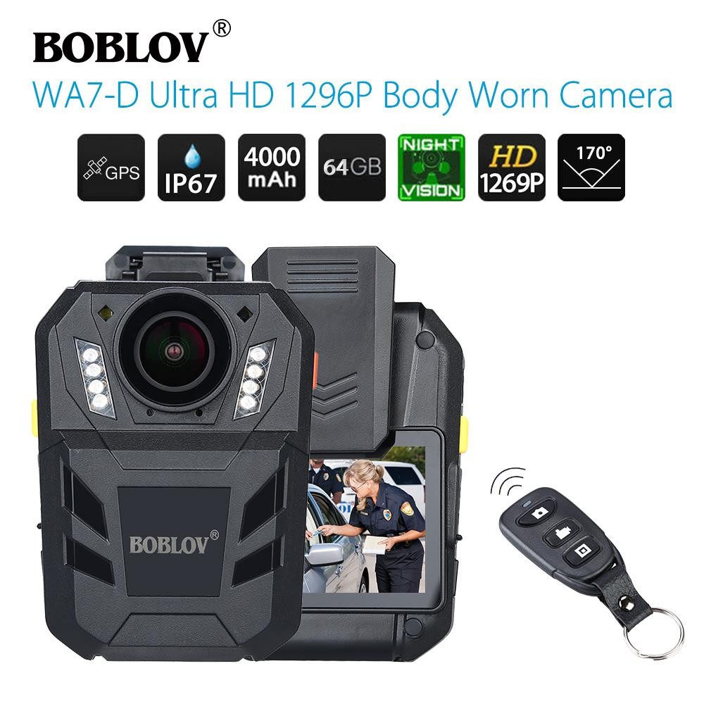 BOBLOV WA7-D Ultra HD 1296P 64GB 2.0" Night Vision Body Worn Camera Recorder Remote Control GPS 170&deg;FOV 4000mAh Guard Video Security Camcorder