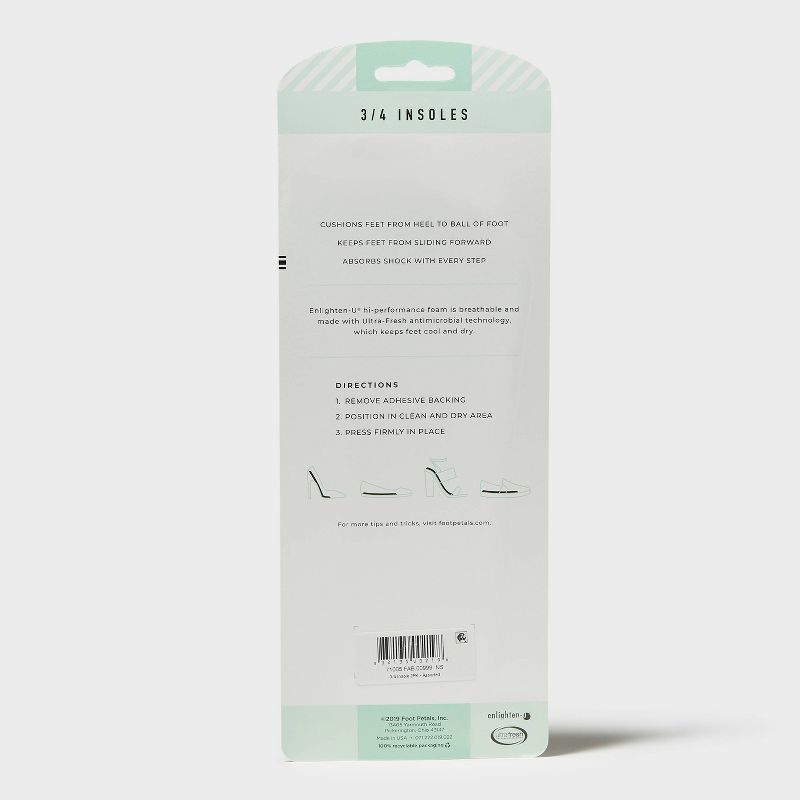 Women's Fab Feet by Foot Petals 3/4 Insoles Shoe Cushion Multipack Black/Khaki - 2 pairs