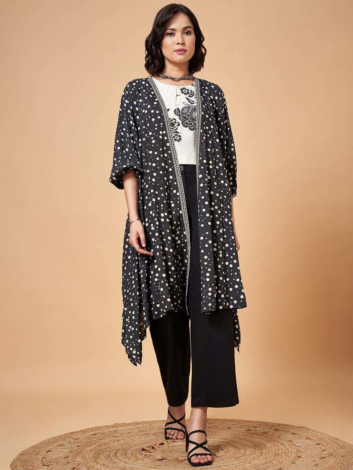 Marigold Lane Moonless Night Printed Long Cape