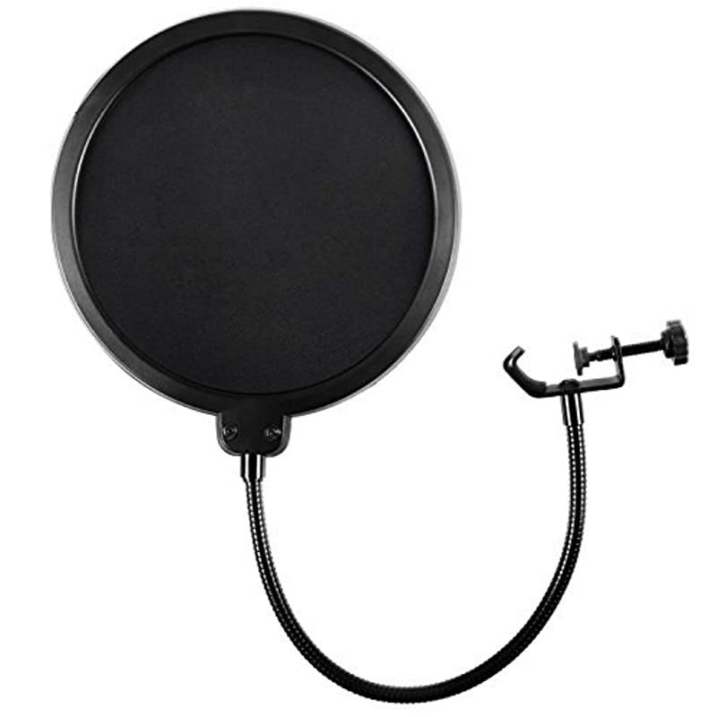 Microphone Pop Filter For Blue Yeti and Any Other Microphone Dual Layered Wind Pop Screen With Flexible 360 Gooseneck Clip Stabilizing Arm By