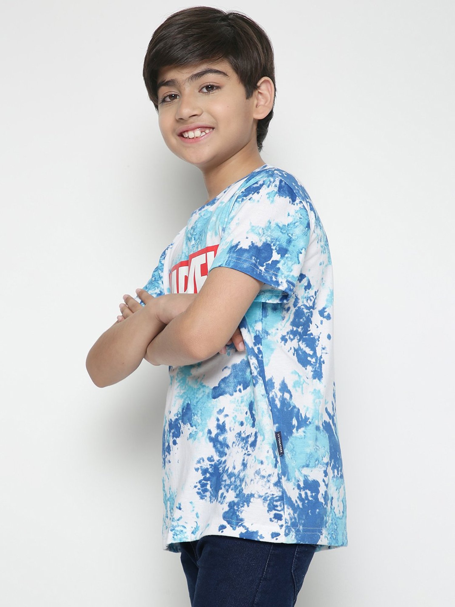 Lil Tomatoes Kids Blue & White Printed T-Shirt