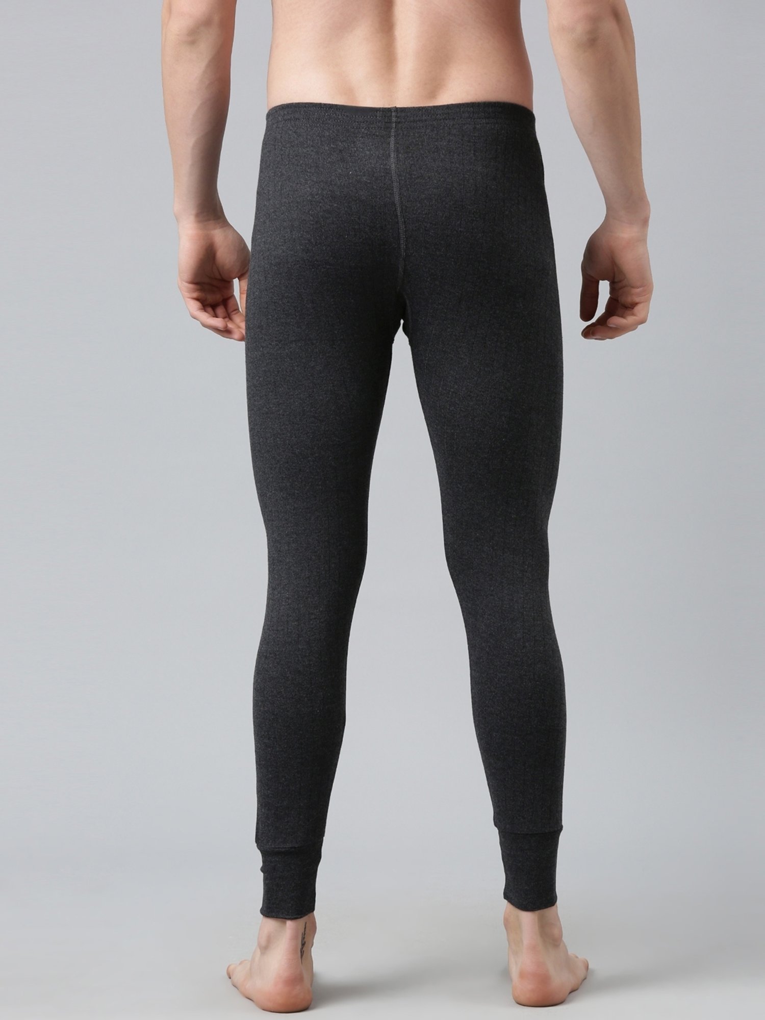 Dixcy Josh Dark Grey Melange Cotton Skinny Fit Thermal Bottoms