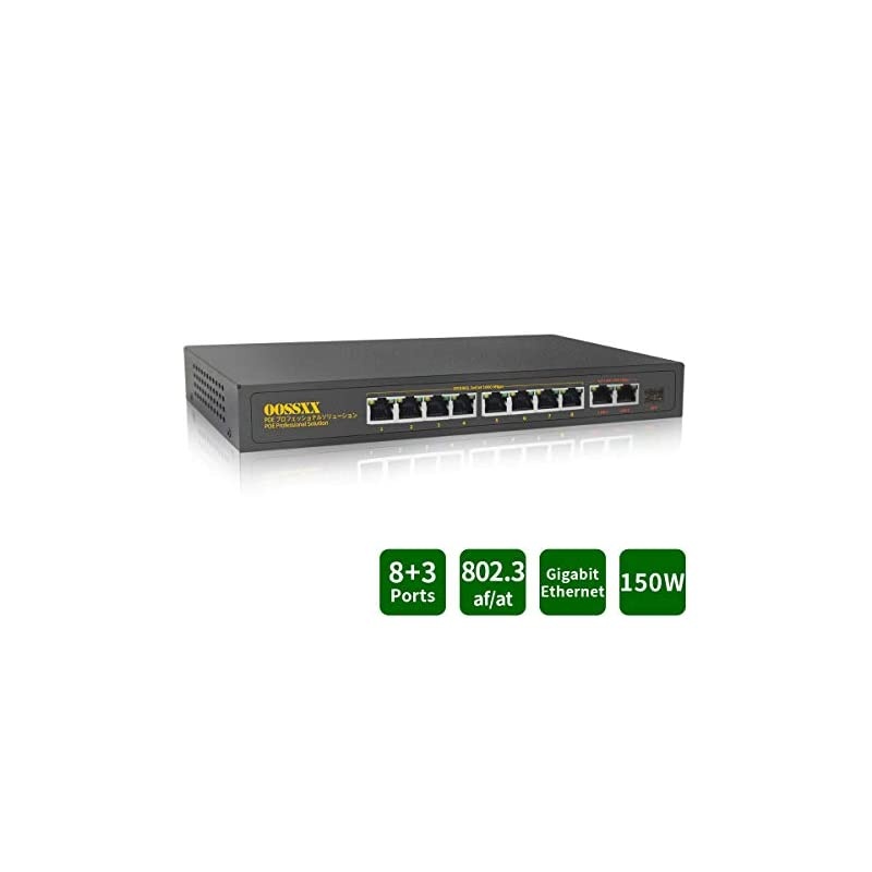 8 Port Gigabit Unmanaged Ethernet PoE+ SwitchNetwork Powered Switch 8 PoE+ Ports + 2 Uplink+1 SFP by
