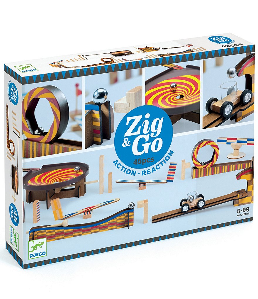 Djeco Zig and Go Wroom Chain Reaction Construction Set - 45 pc