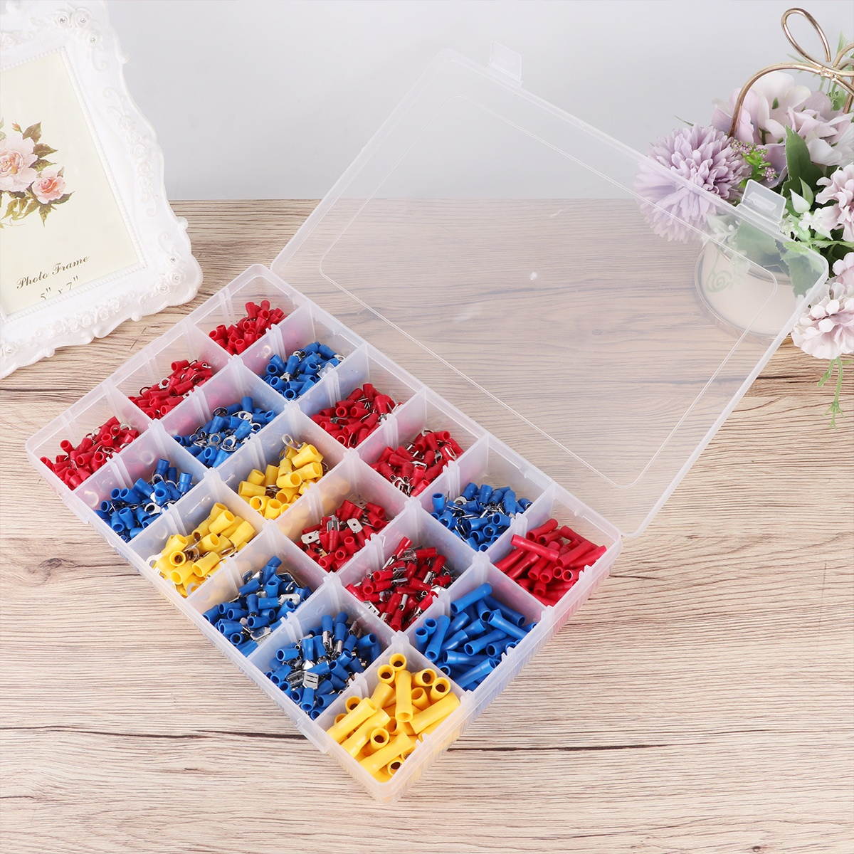 1300pcs Copper Amphenol Connector Heavy Duty Wire Lugs Battery Cable Closed Ends Bare Copper Eyelets Tubular Ring Terminal Connectors