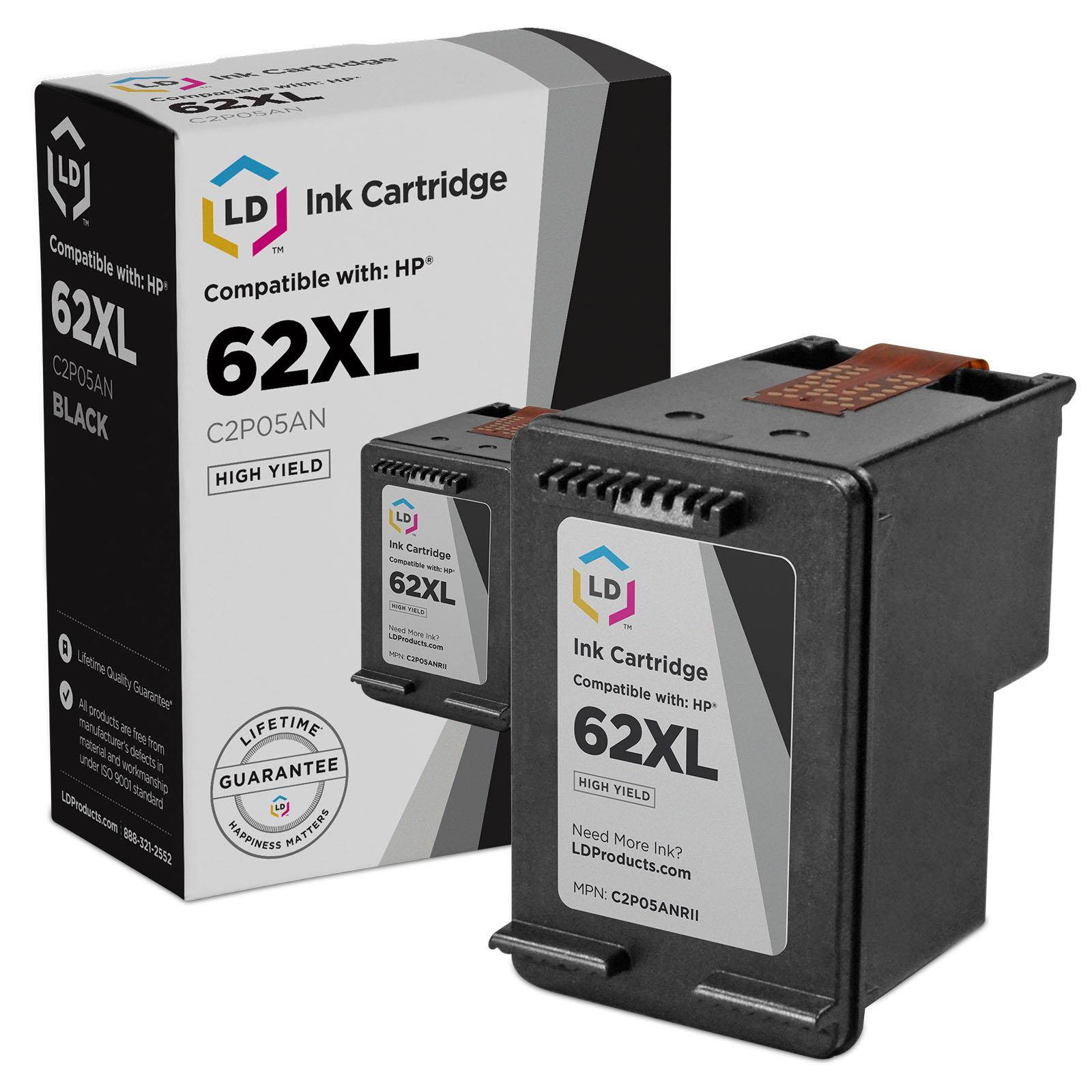 LD &copy; Remanufactured Replacement for Hewlett Packard C2P05AN / HP 62XL HY Black Ink Cartridge for HP ENVY 5640, 5642, 5643, 5644, 5646, 5660, 7640, 7645, OfficeJet 5740, 5742, & 5745
