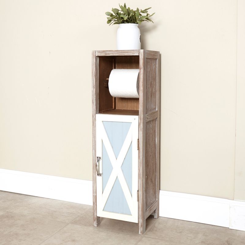 Lakeside Toilet Paper Storage Cabinet with Toilet Paper Holder - Rustic Barn Door