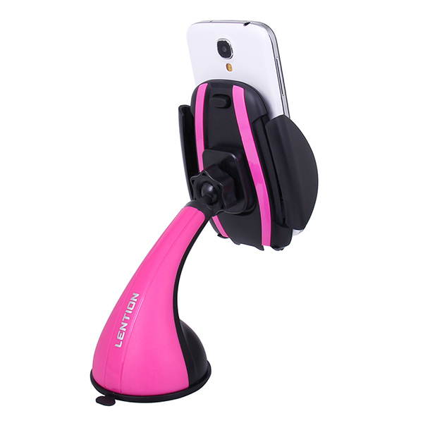 LENTION Car Mount Phone Holder with Windshield for iPhone, iPod, Smart Phone, PSP, GPS - Black