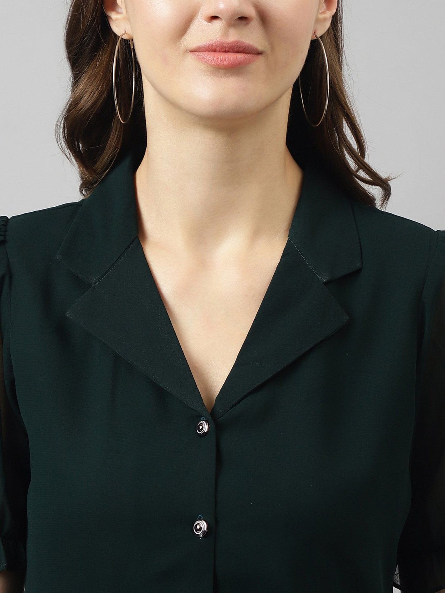 KERI PERRY Dark Green Regular Fit Top