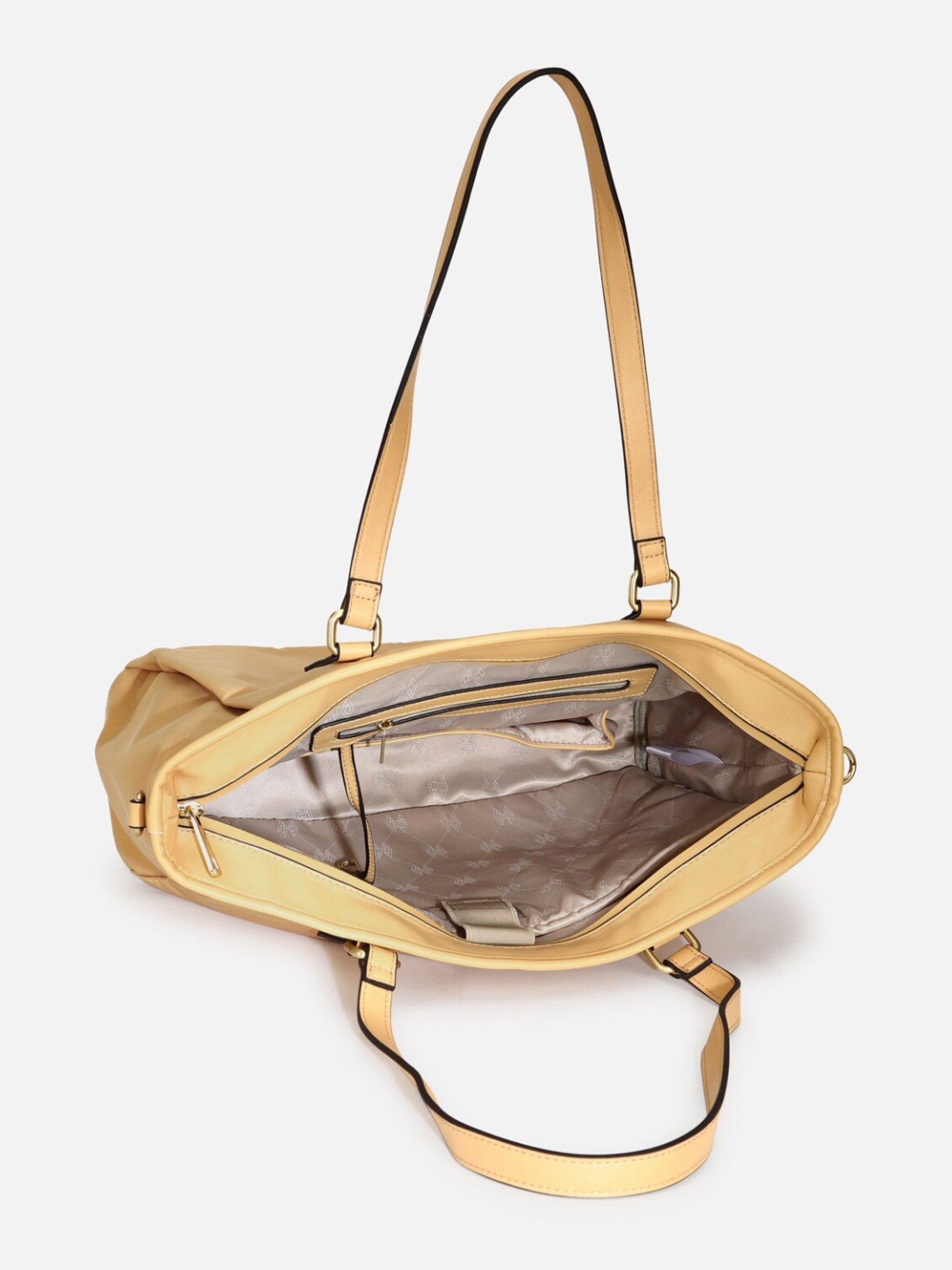 Van Heusen Beige PU Solid Tote Handbag