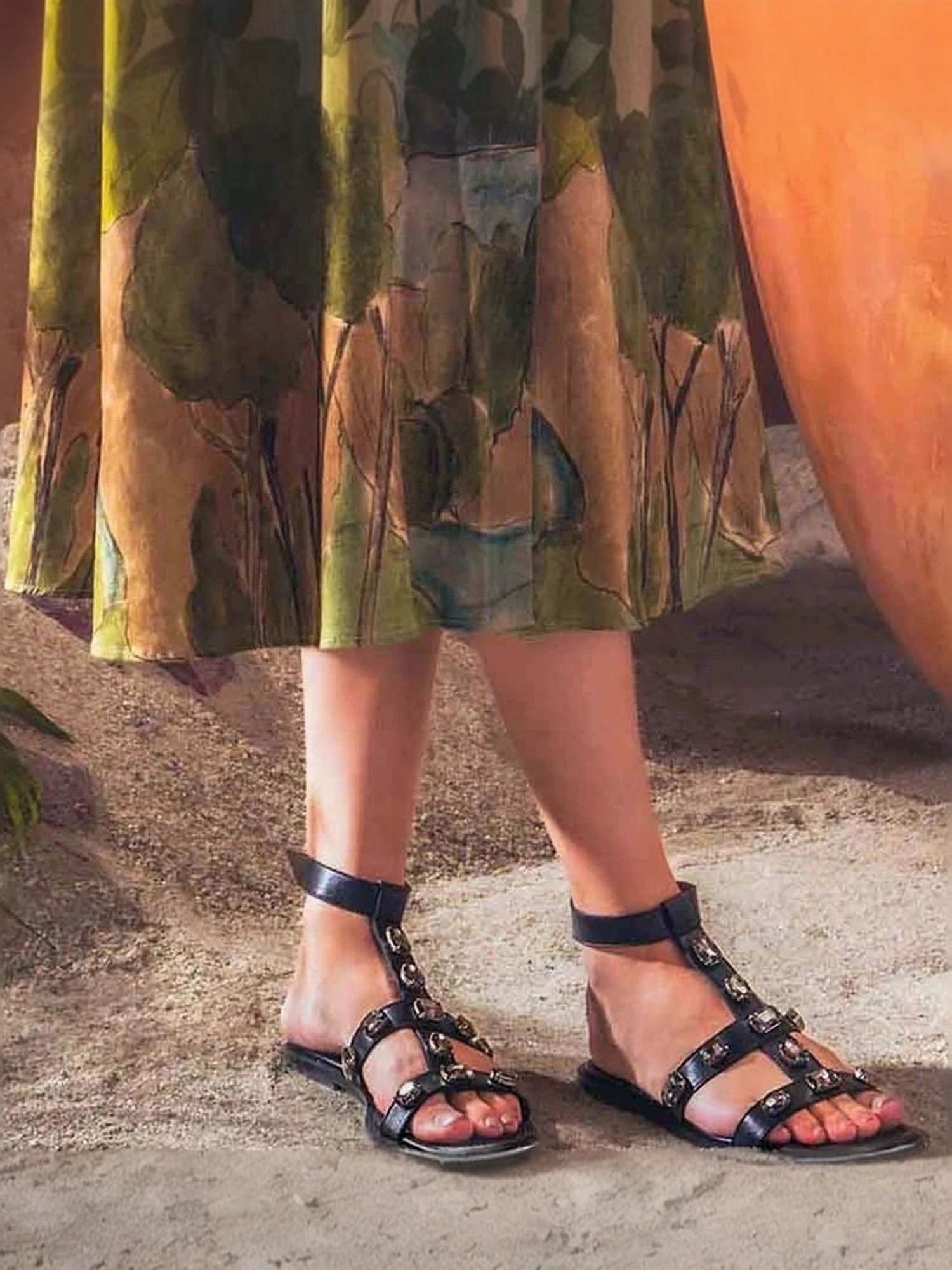 Saint G Women's Black Ankle Strap Sandals