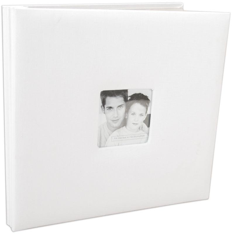 MBI Fashion Fabric Post Bound Album W/Window 12"X12"-White