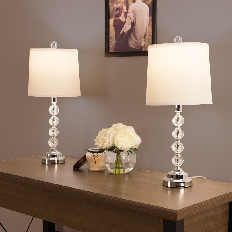 Set of 2 Table Lamps Faceted Crystal Balls (Includes LED Light Bulb) - Yorkshire Home