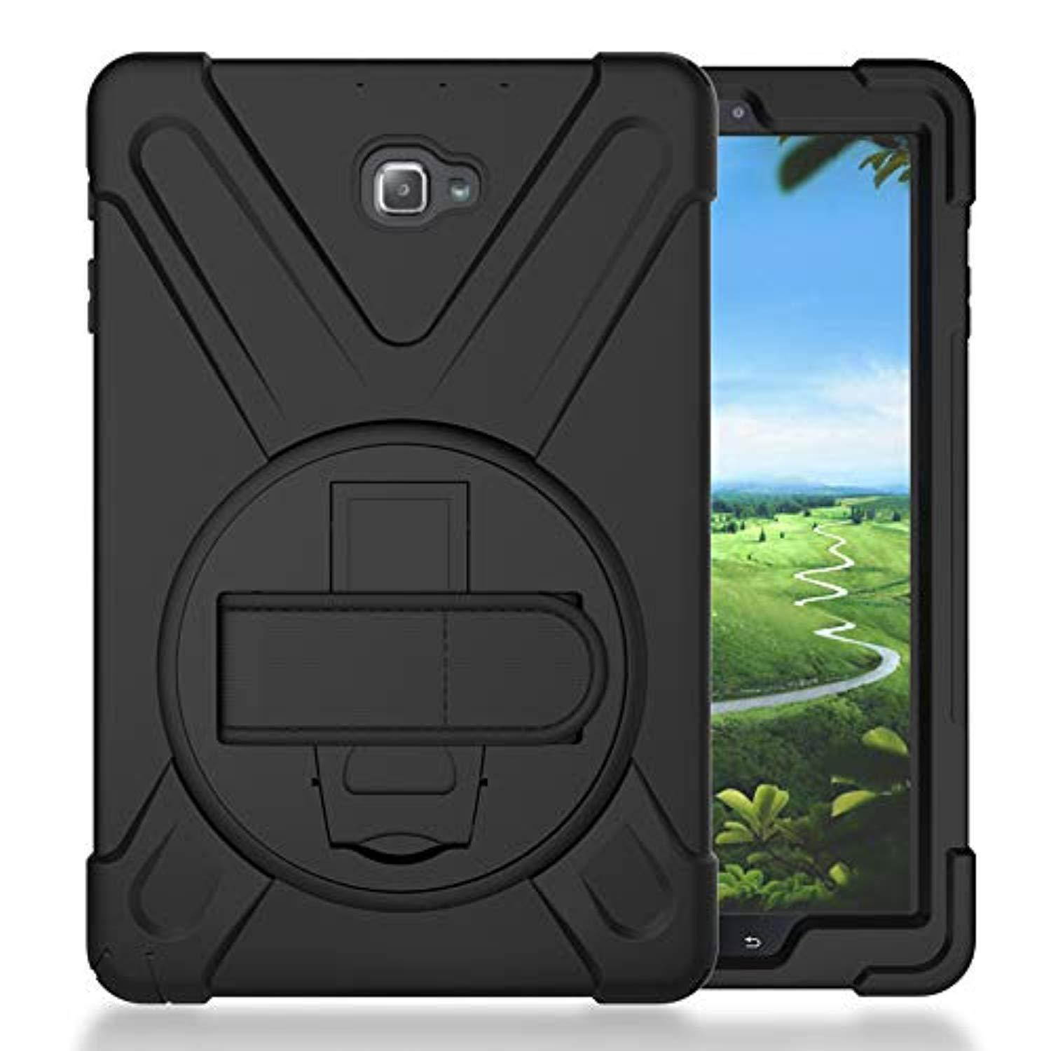 Galaxy Tab A 10.1 2016 Case, KIQ Shockproof Heavy Duty Full-Body Protection Kickstand Screen Protector for Samsung Galaxy Tab A 10.1 (S-PEN Version) 2016 SM-P580 SM-P585 (Black)