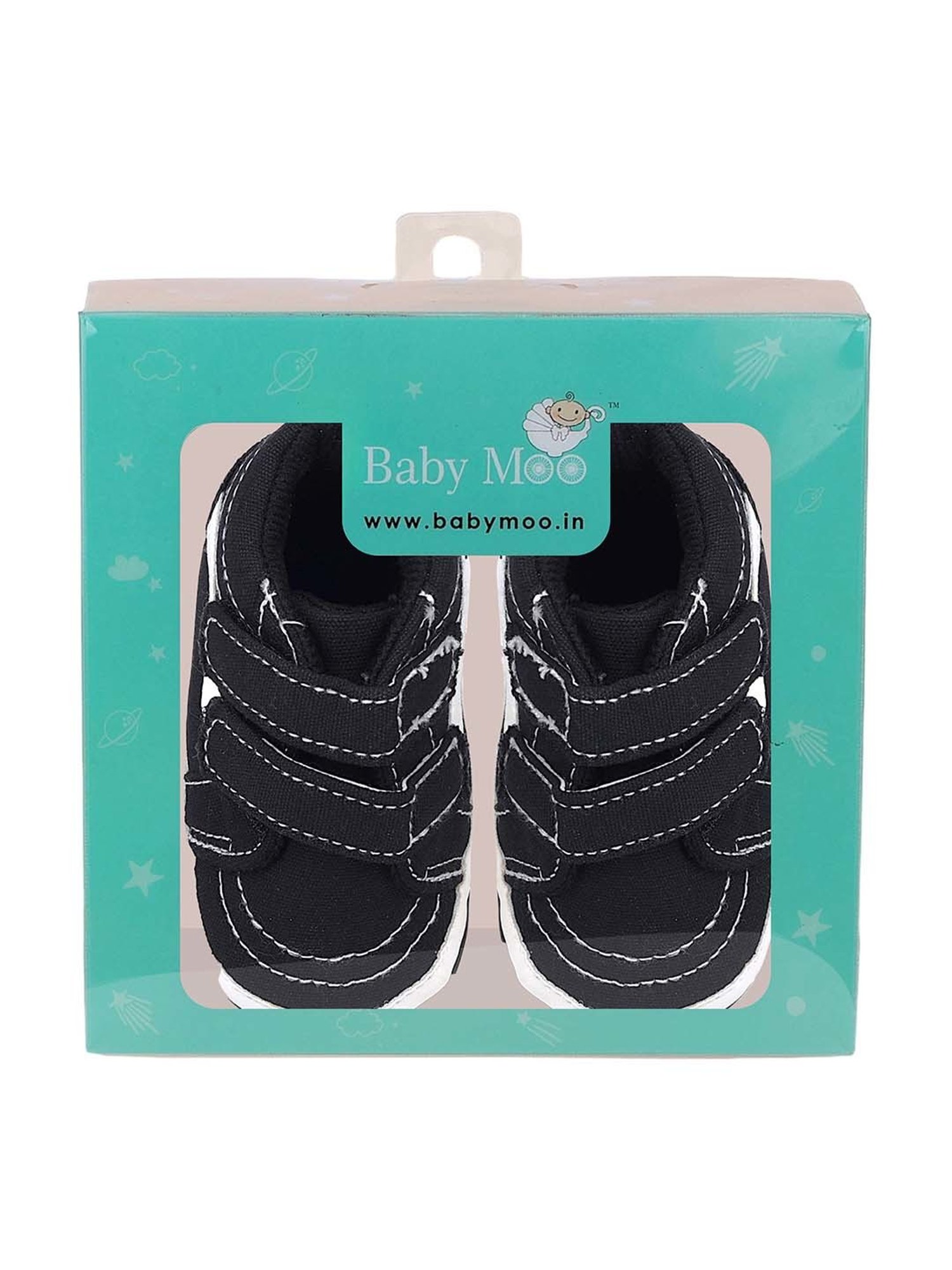 Baby Moo Kids Brown & White Velcro Shoes