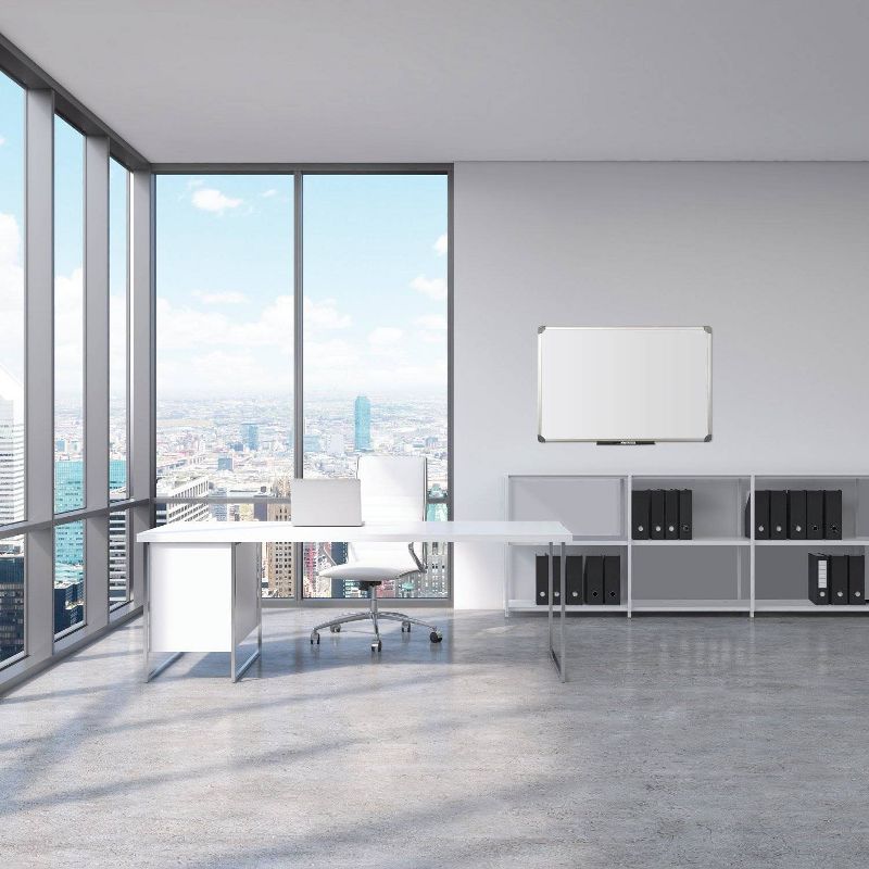 U Brands 40"x30" Linen Bulletin Board White Decor Frame