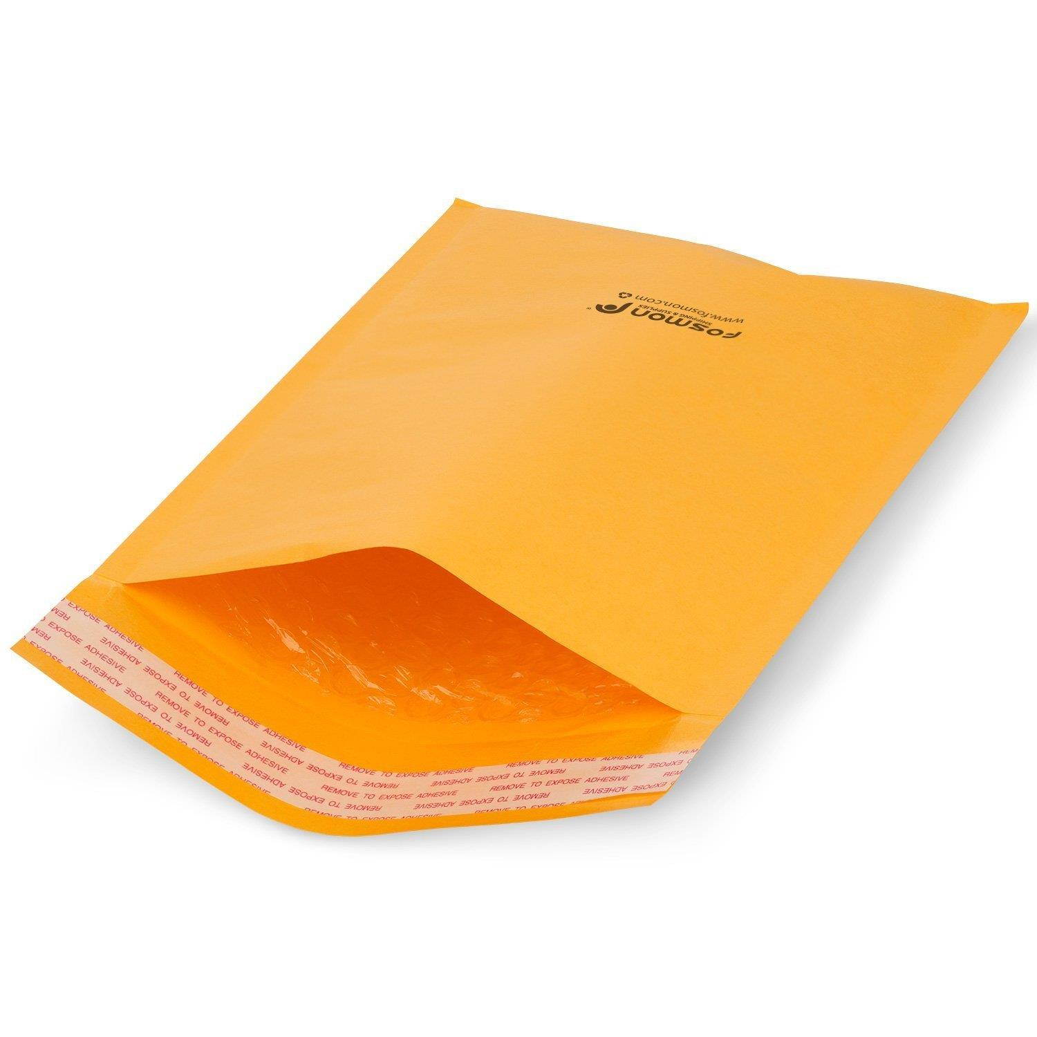 Fosmon #0 Kraft Bubble Mailer 6.5 x 10, Extra Wide Padded Shipping Envelopes, (500 Pack)