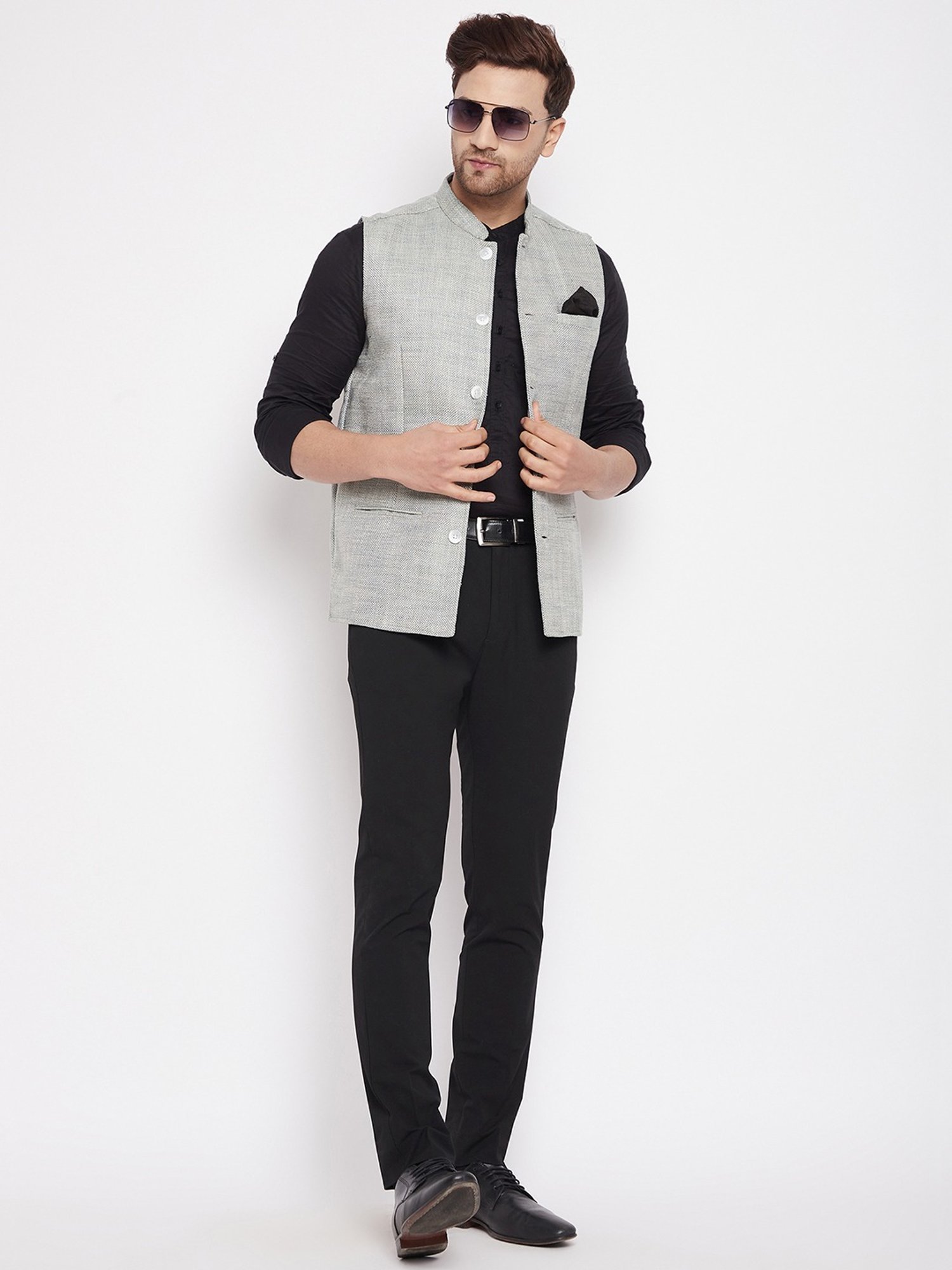 Even Green Regular Fit Self Pattern Nehru Jacket