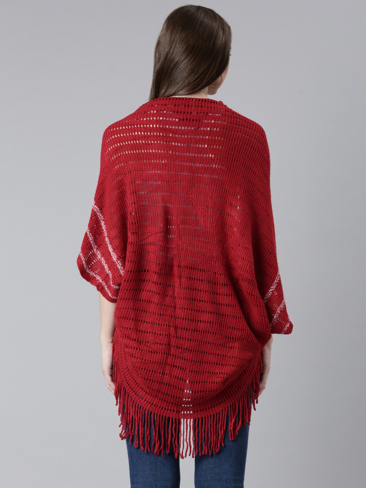 SHOWOFF Red Self Design Poncho