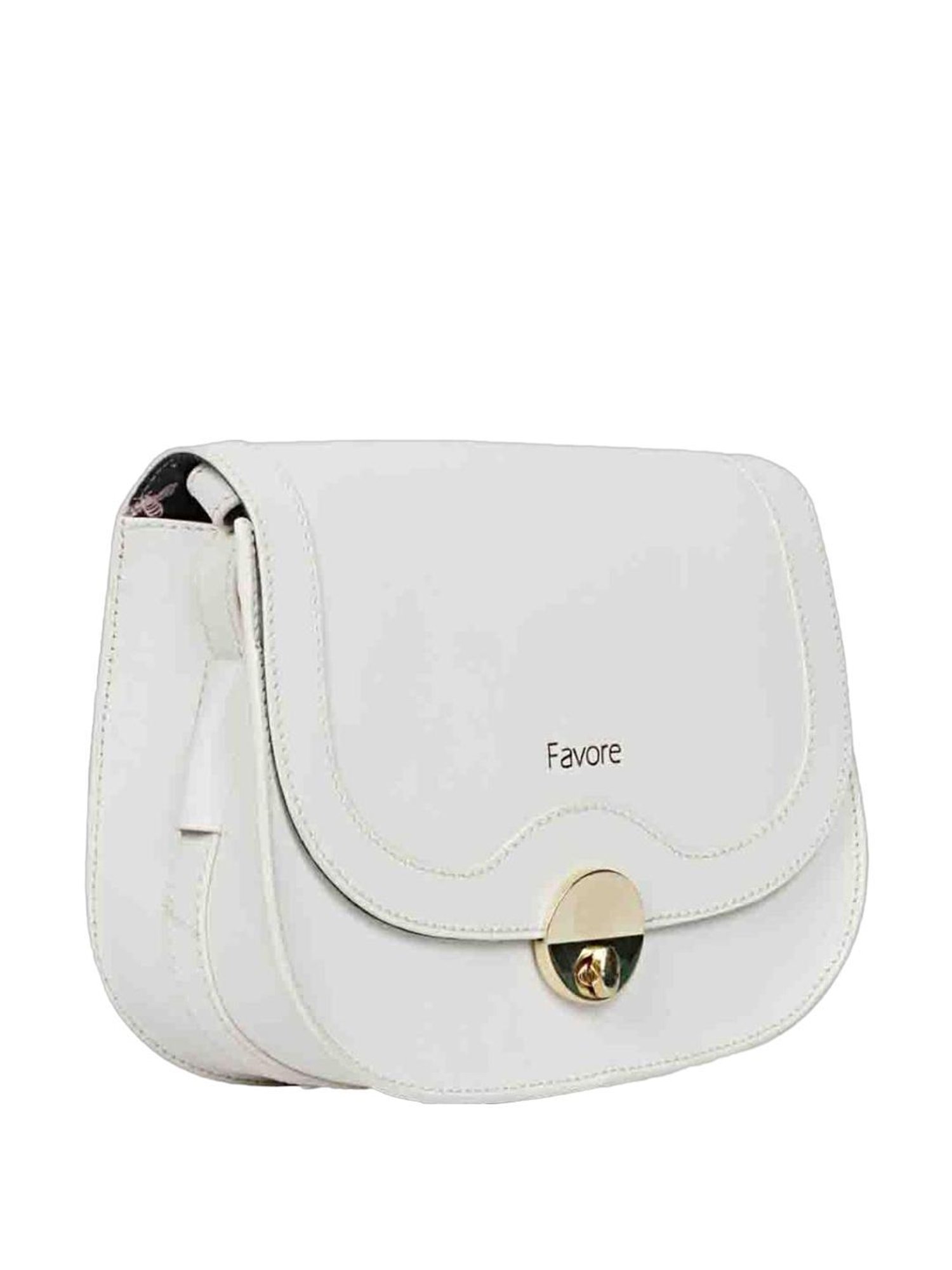 Favore Off White Solid Small Sling Handbag