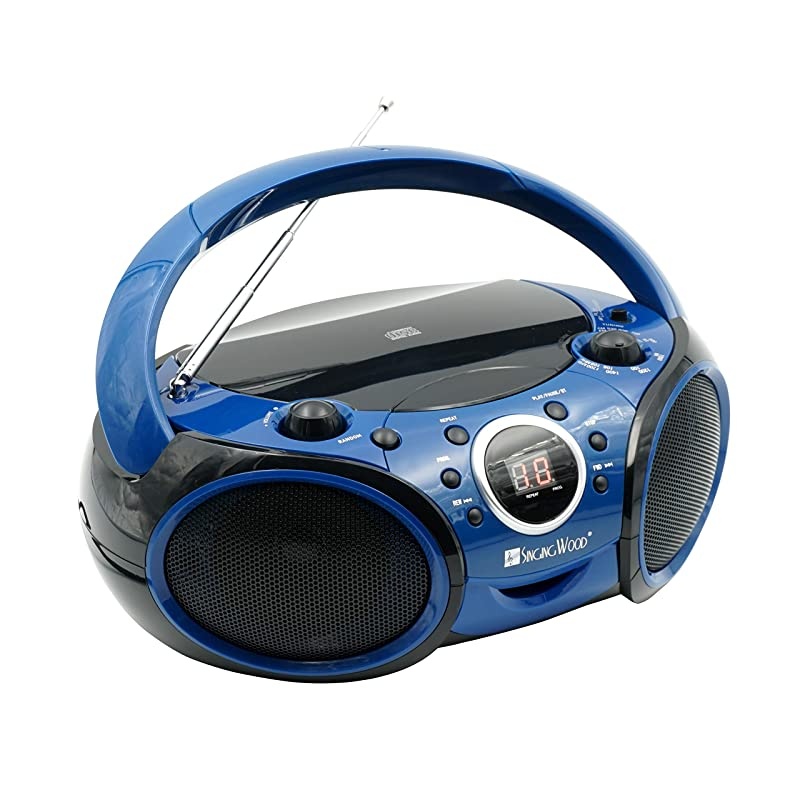 030B CD, CD-R/RW Boombox Portable/w Bluetooth Player AM/FM Radio Aux Input, Headset Jack, Foldable Carrying Handle (Starlight Blue)
