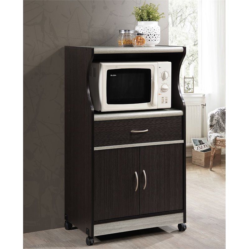 Microwave Kitchen Cart in Chocolate Gray - Hodedah