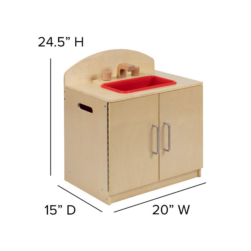 Emma and Oliver Children's Wooden Kitchen Sink with Turnable Knobs for Commercial or Home Use