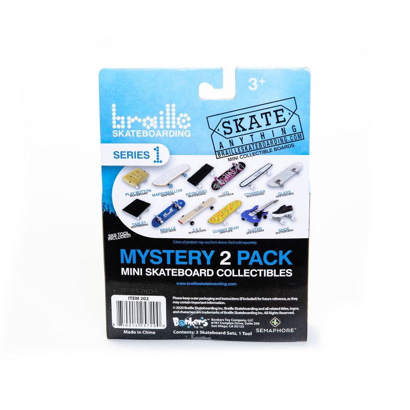 Braille Skateboarding Mini Skateboard Collectible Mystery - 2 pk