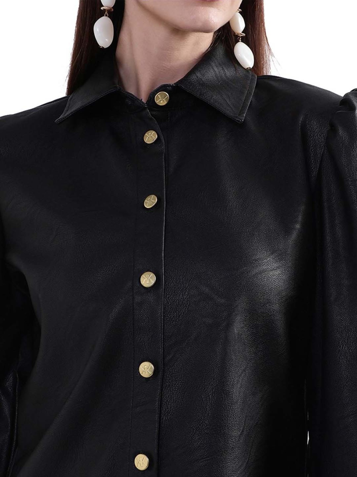 KENDALL + KYLIE Black Regular Fit Shirt