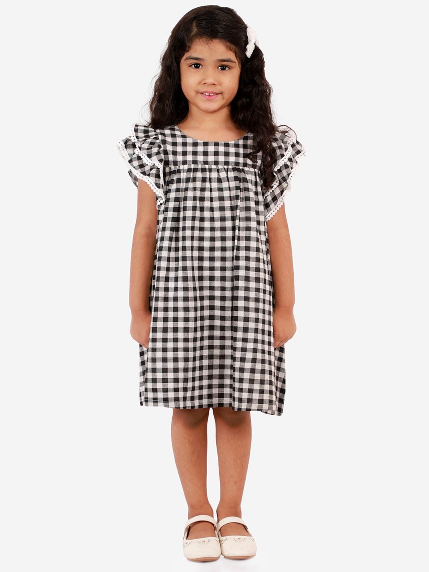 Lil Drama Kids Black & White Checks Dress