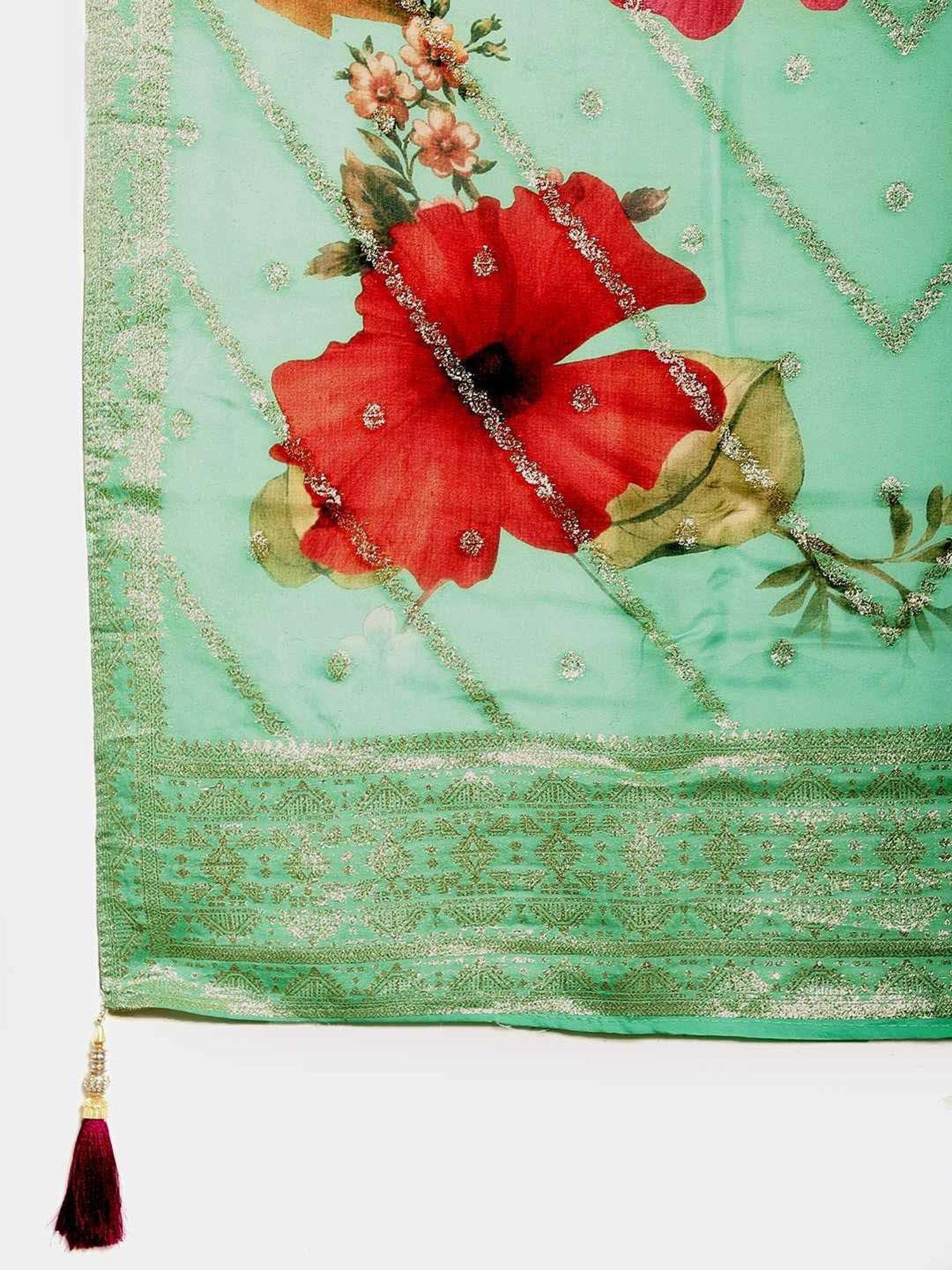 Stylee LIFESTYLE Magenta Embroidered Unstitched Dress Material