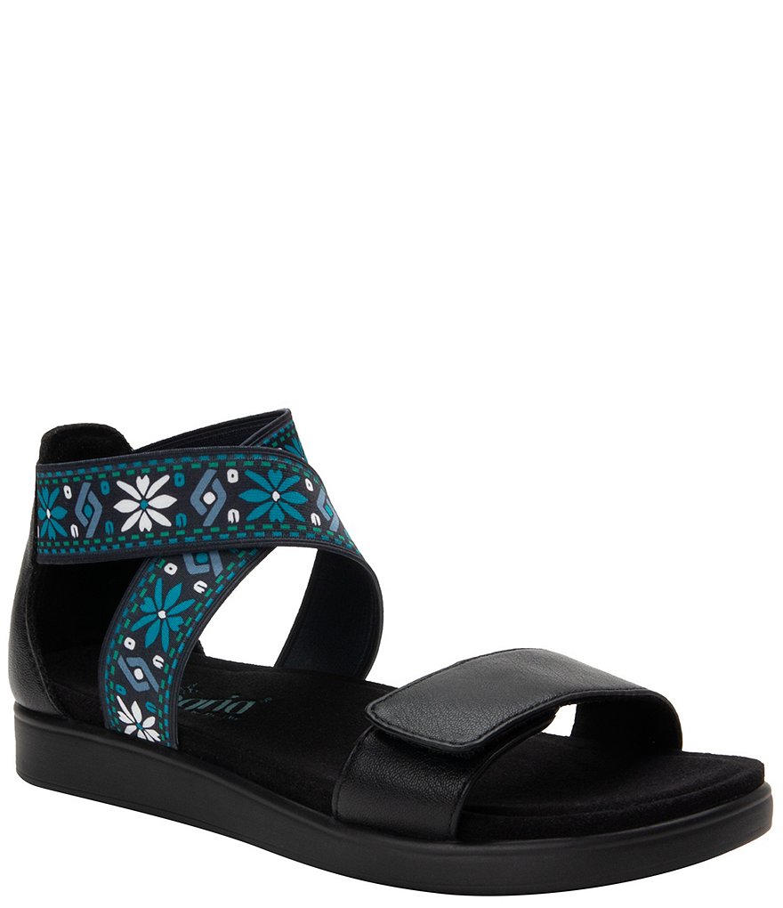 Alegria Lucia Floral Print Ankle Strap Flat Sandals