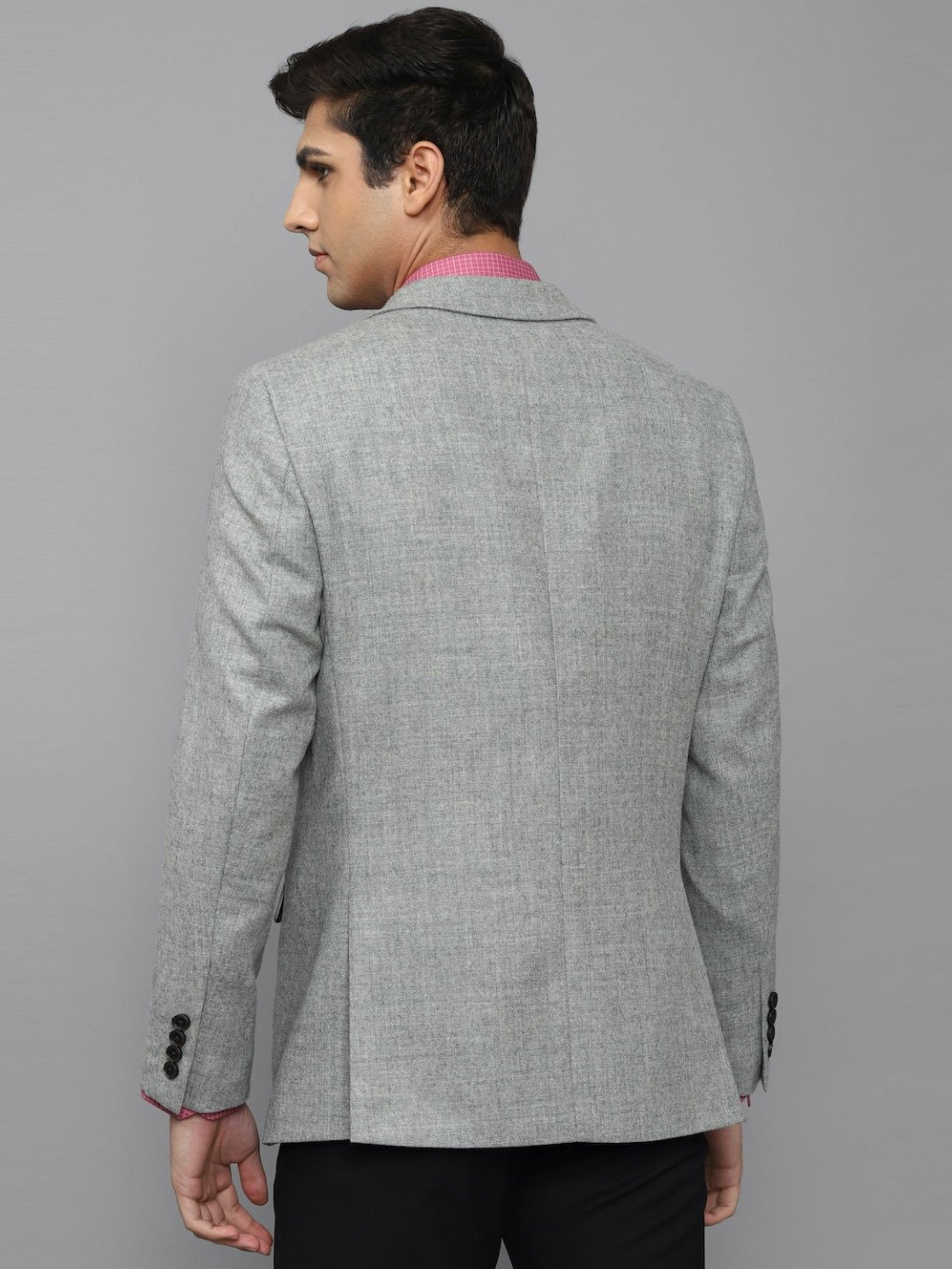 Louis Philippe Grey Regular Fit Texture Blazer