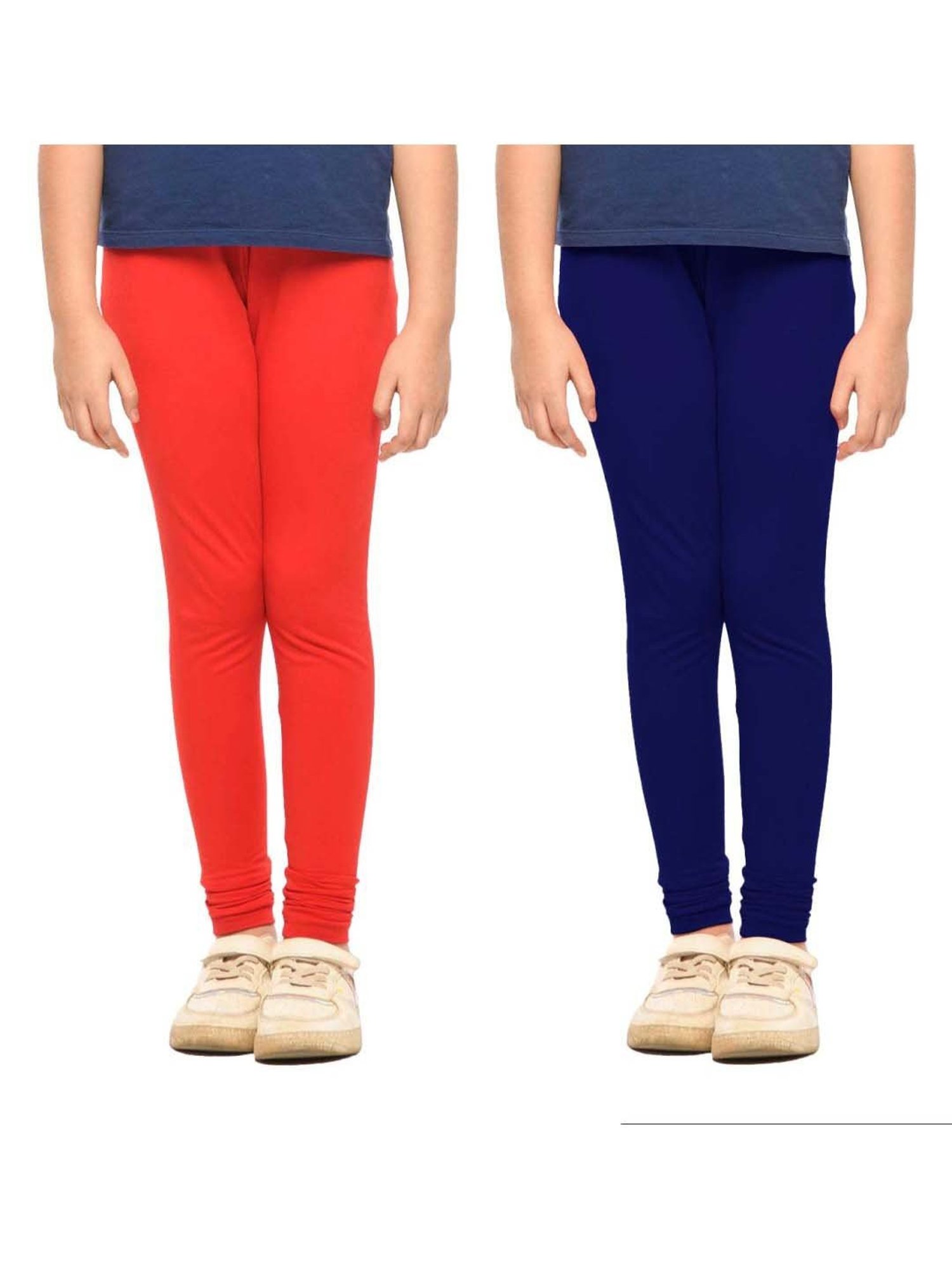 Lyra Kids Blue & Red Skinny Fit Leggings (Pack of 2)