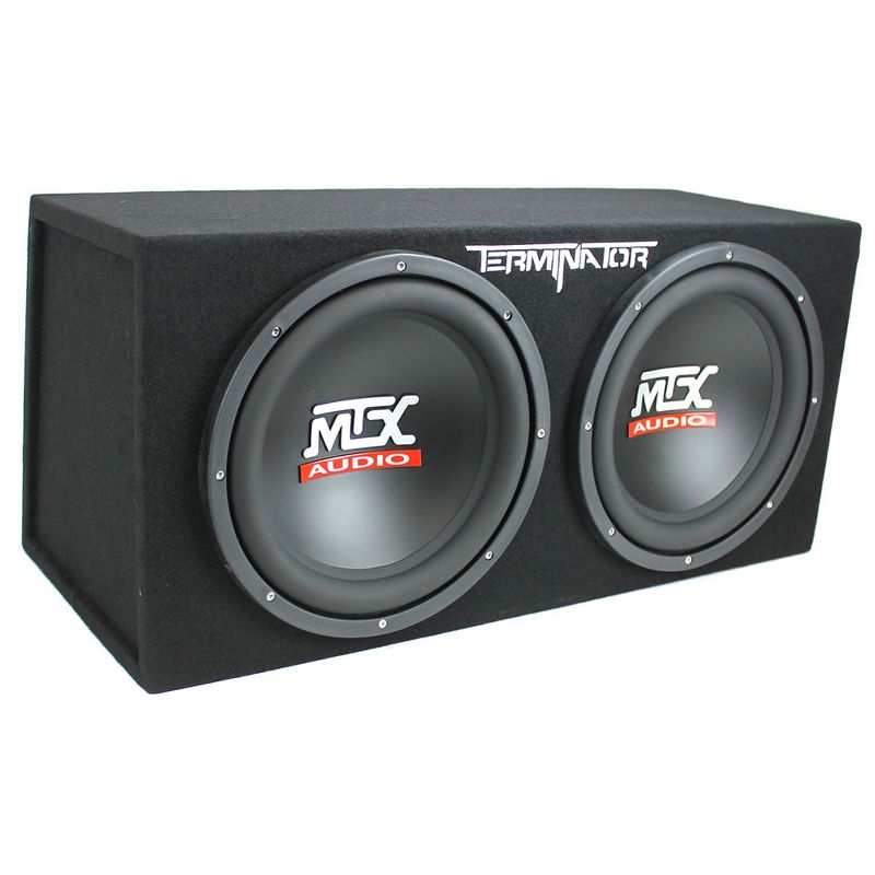 MTX TNP212D2 12" 1200 Watt 4 Ohm Dual Loaded Car Audio Subwoofer Package with Sub Enclosure, Planet 1500W Monoblock A/B Amplifier & 8 Gauge Wiring Kit