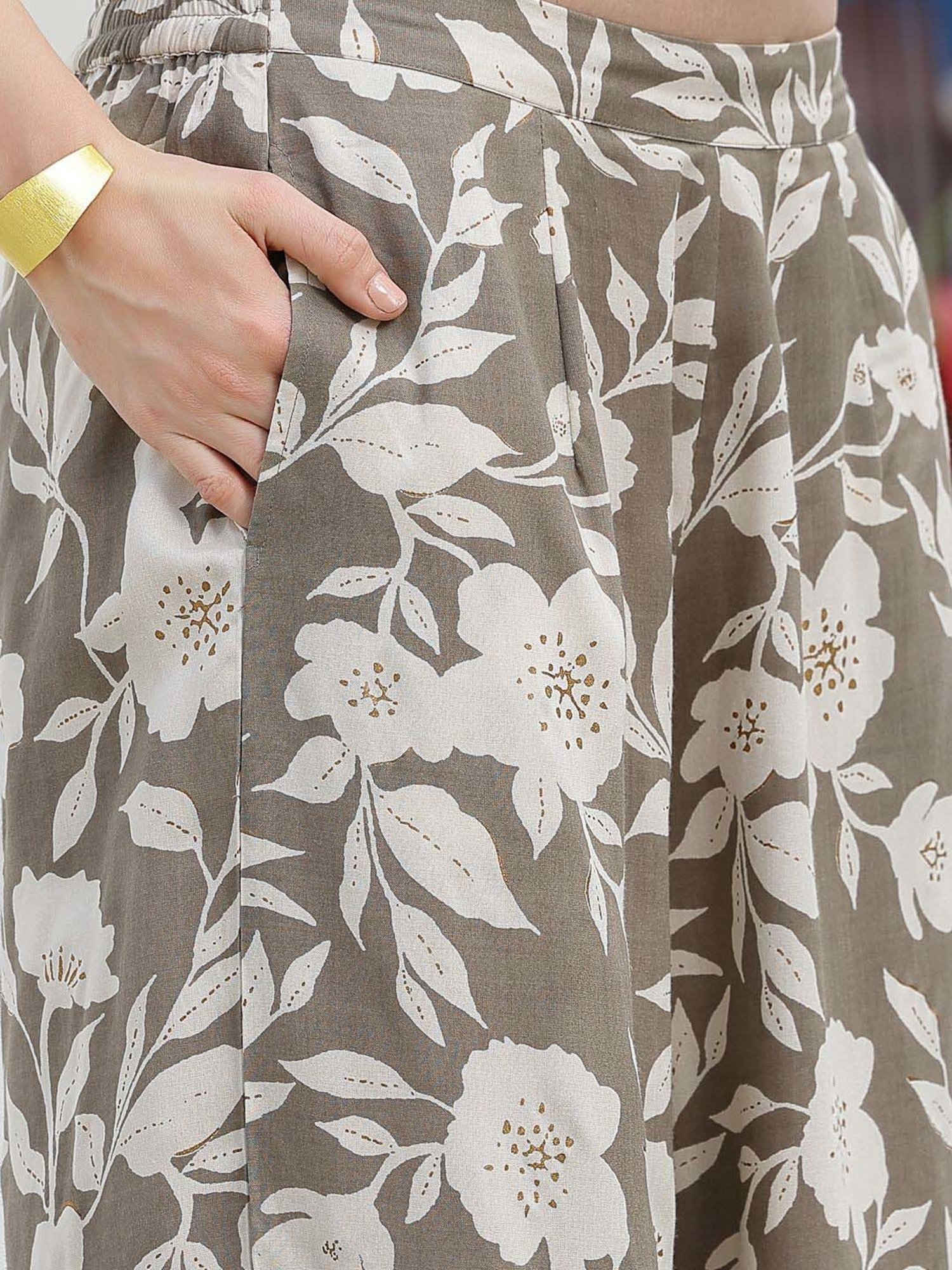 Stylum Grey Printed Tunic Palazzo Set