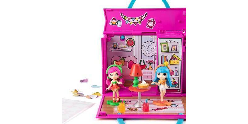 Party Popteenies Summer Pop Party Tutti Frutti Party Pop Gift Bag with Collectible Dolls Mini Furniture and Confetti