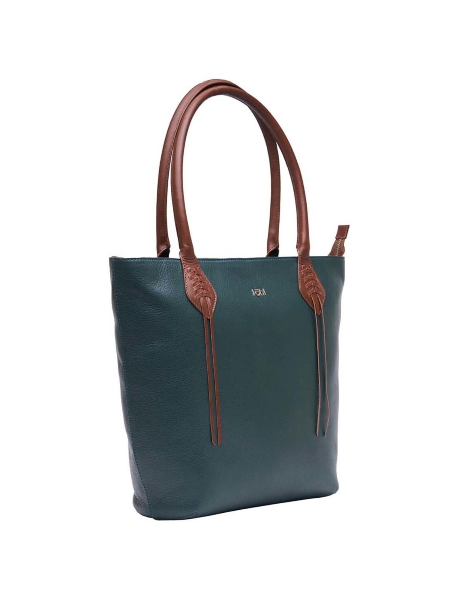 Tohl Teal Green Solid Medium Tote Handbag