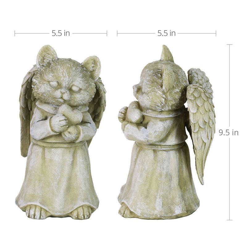 10.43" Resin Cat Angel Garden Statue Gray - Exhart
