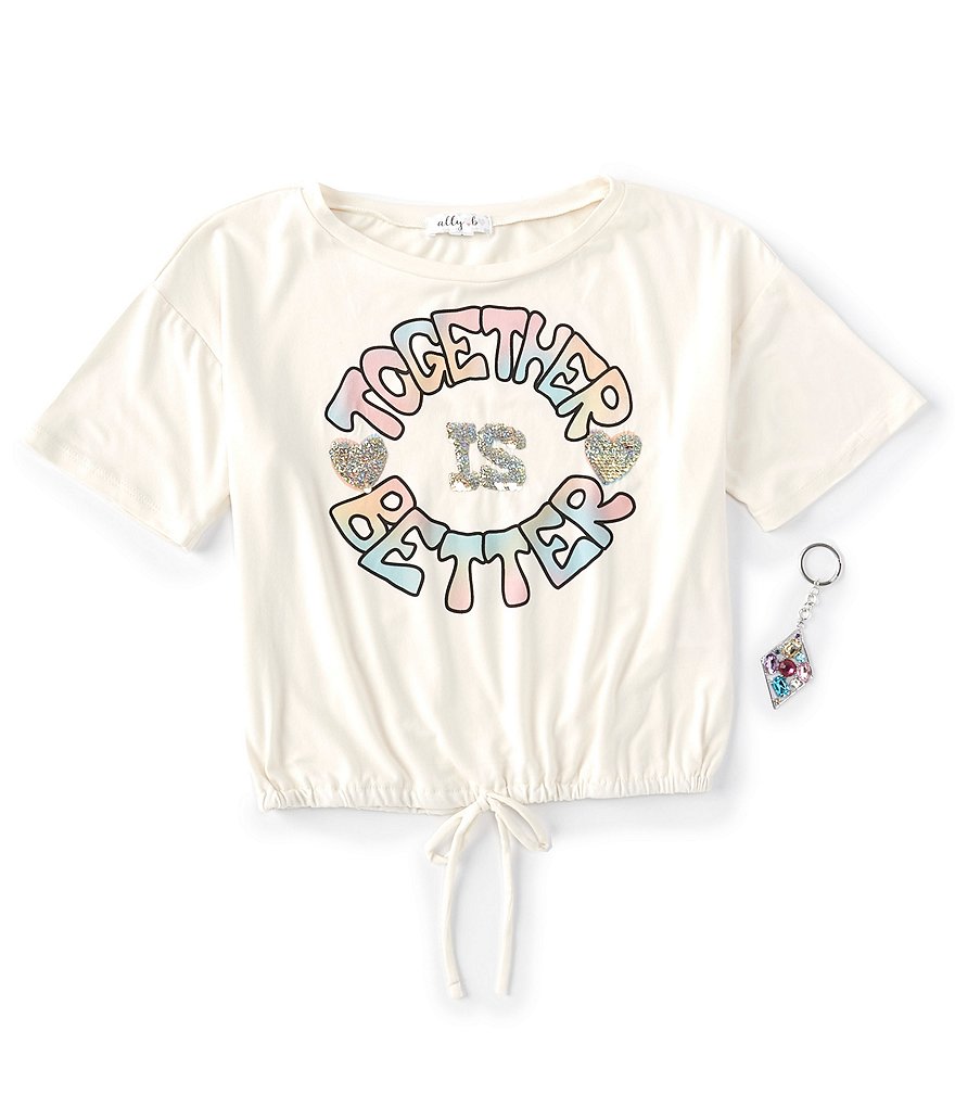 Ally B Big Girls 7-16 Short-Sleeve Together Better Tie-Front Tee