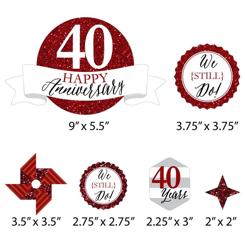 Big Dot of Happiness We Still Do - 40th Wedding Anniversary - Anniversary Party Cake Decorating Kit - Happy Anniversary Cake Topper Set - 11 Pieces