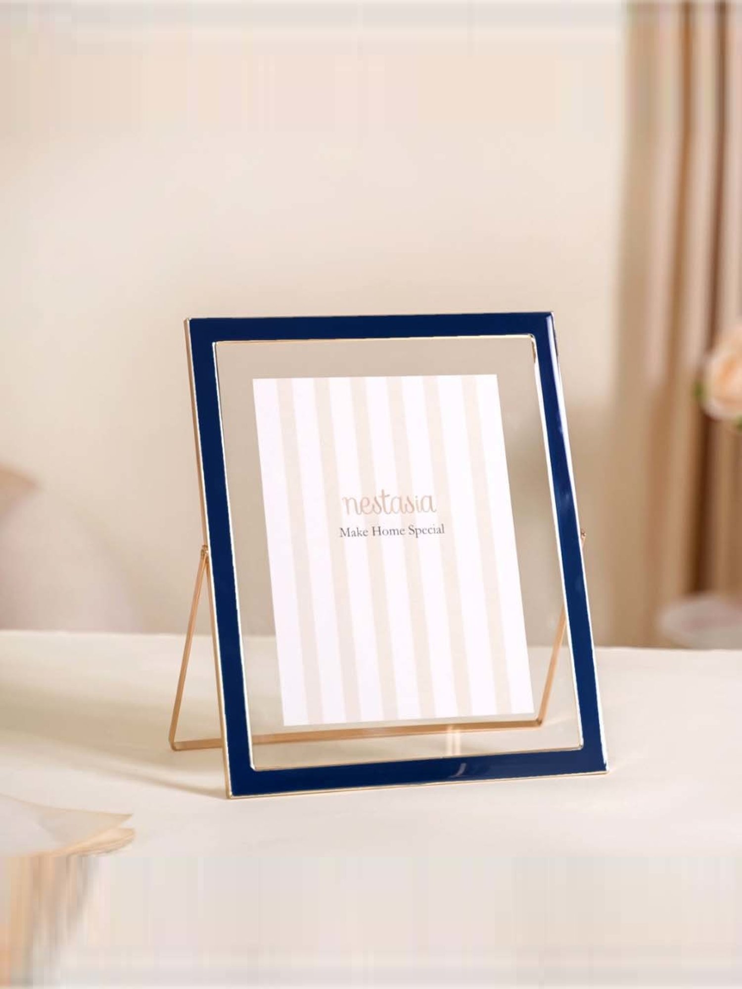 Nestasia Gold Plated Floating Navy Blue Photo Frame Set Of 3