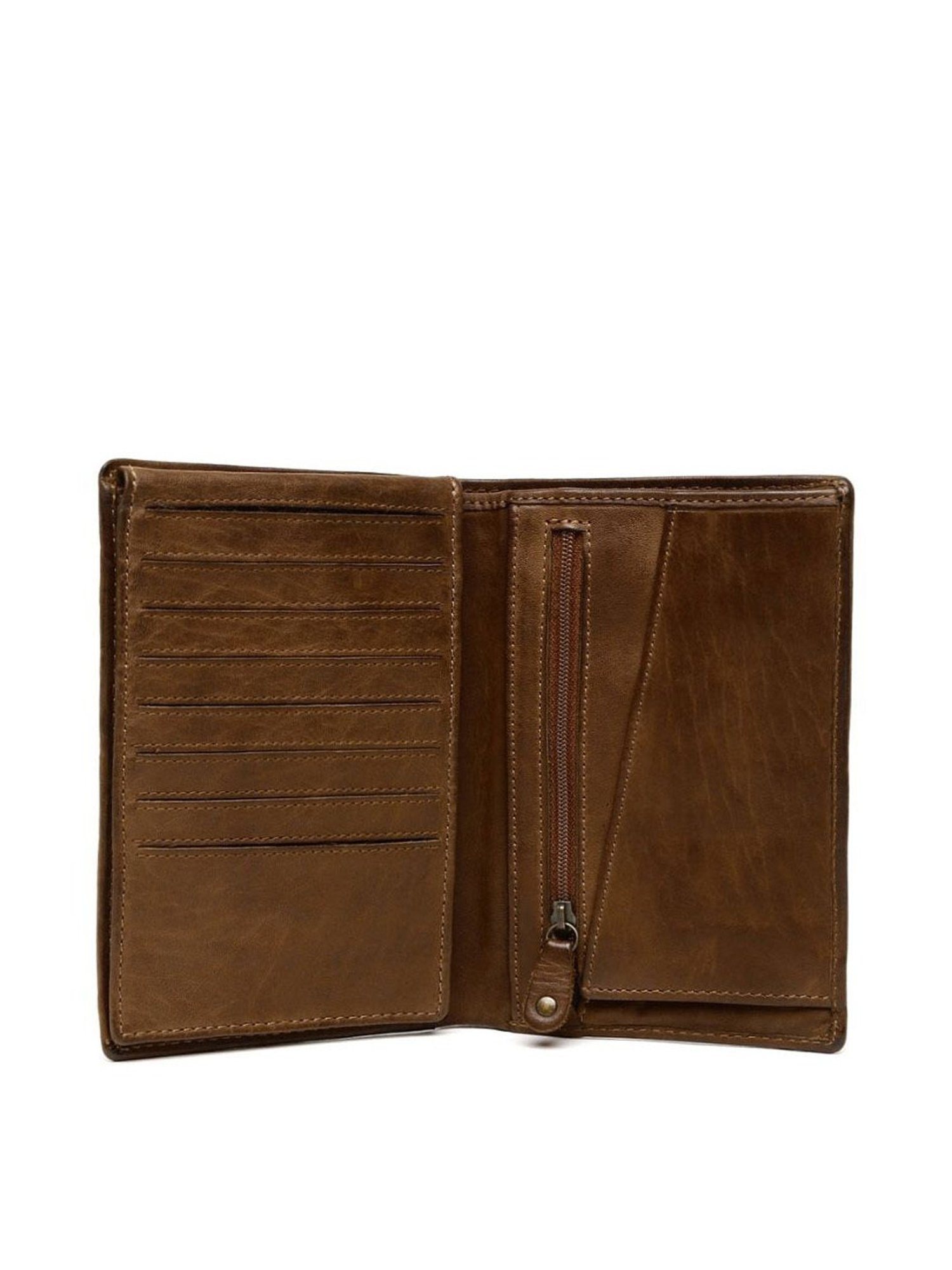 KOMPANERO Jose Cognac Leather Solid Bi-Fold Wallet